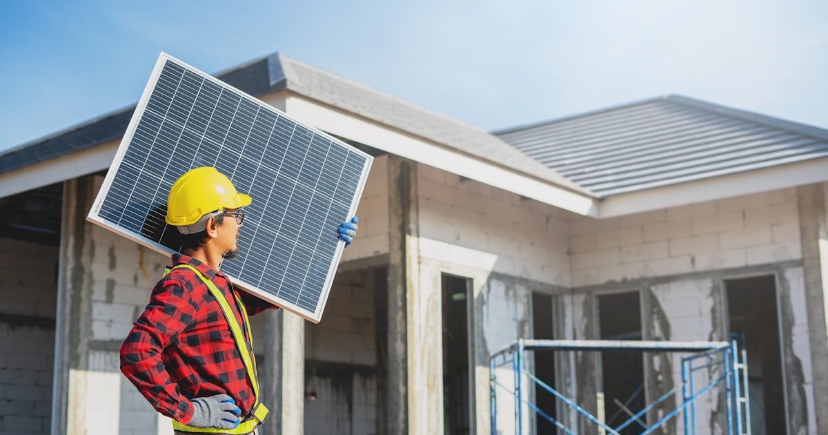 Technician handling a solar panel for maintenance